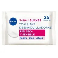 Toallitas Húmedas Suaves NIVEA 3-en-1 Desmaquilladoras