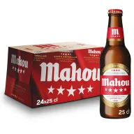 Cerveza Mahou 5 Estrellas, Pack 24 Botellas 25 cl.