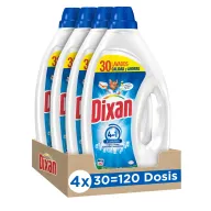 Detergente Gel Dixan, 4 botellas para 120 lavados.