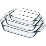 Set de 3 Fuentes de Horno Pyrex, Resistencia Extrema y Transparente