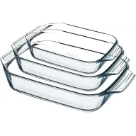 Set de 3 Fuentes de Horno Pyrex, Resistencia Extrema y Transparente