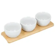 Cuencos para Salsas con Bandeja de Bambú - Set de 4 Piezas