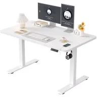 Escritorio ajustable con USB: altura perfecta para trabajar.