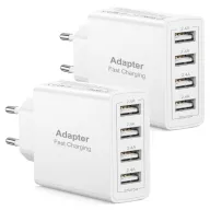 Enchufe USB Múltiple 4 Puertos, Cargador Rápido 2Pack