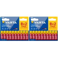 Varta Longlife Max Power: 20 pilas alcalinas AA