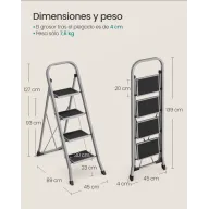 Escalera plegable de 4 escalones SONGMICS