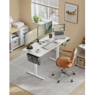 Escritorio Eléctrico SONGMICS Blanco Nube y Amarillo, 60x140 cm