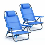 Set de 2 sillas plegables de playa con reposabrazos