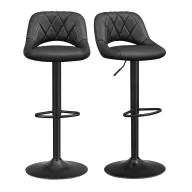 Taburetes de Cuero Sintético y Metal con Reposapies - 2 Piezas