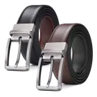 Cinturón Reversible de Cuero para Hombre con Hebilla Giratoria