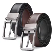 Cinturón Reversible de Cuero para Hombre con Hebilla Giratoria