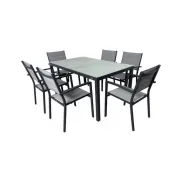 Mesa y Sillas de Jardín de Aluminio y Cristal para 6 Personas