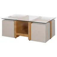 Mesa LEIRE con 4 puffs, ideal para tu sala.