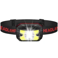 Linterna LED Frontal Recargable, 6 Modos y Luz Roja