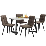 Mesa rectangular moderna con 4 sillas de terciopelo marrón