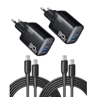 Cargadores INIU GaN 30W y Cables - Pack de 2 unidades