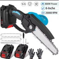 Motosierra inalámbrica de poda de 800W, recargable y compacta.