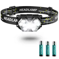 Linterna Frontal LED 2000 Lúmenes, 6 Modos, Impermeable IPX5