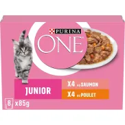 Comida para Gatitos PURINA One Junior: Salmón y Pollo 8x85g