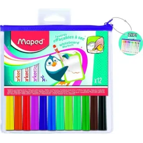 Rotuladores Maped: 12 colores borrables en seco