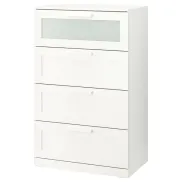 Cómoda 4 cajones blancovidrio esmerilado, 78x46x124 cm