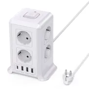 Enchufe Múltiple 5M con 8 Tomas AC y 4 USB Regletas