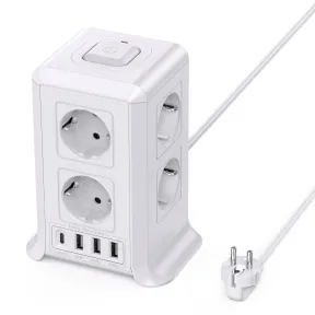 Enchufe Múltiple 5M con 8 Tomas AC y 4 USB Regletas