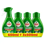 Limón Spray Antigrasa 650ml + 3 Recambios 500ml Fairy Pack