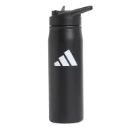 Botella de Metal Negra con Popote 0.6L para Adultos