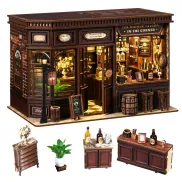 Biblioteca de Madera Antiguo con Iluminación para Book Nook