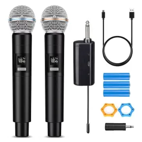Micrófono Profesional Inalámbrico Dual con Receptor Recargable
