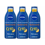 NIVEA Body Milk Reafirmante Q10, 3 x 400 ml para piel seca
