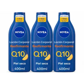 NIVEA Body Milk Reafirmante Q10, 3 x 400 ml para piel seca
