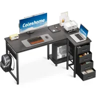 Escritorio Esquinero Coleshome con Estantería y 4 Cajones