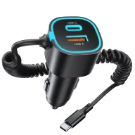 Cargador de Coche USB C 65W, 3 Puertos y Cable de 1,5M