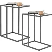 Mesas auxiliares de cristal: juego de 2 unidades