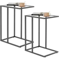 Mesas auxiliares de cristal: juego de 2 unidades