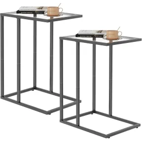 Mesas auxiliares de cristal: juego de 2 unidades