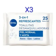 NIVEA Toallitas 3-en-1 Waterproof para Piel Normal y Mixta