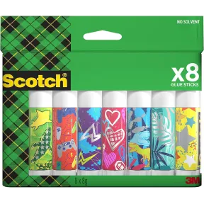 8 Barras de Adhesivo Scotch Permanente Lavable Sin Disolvente