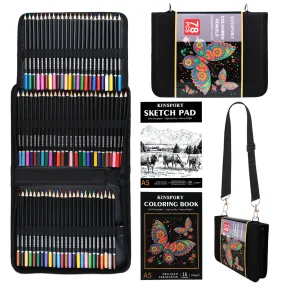 Kit de Dibujo KINSPORY: 78 Lápices y Bloc de 50 Hojas
