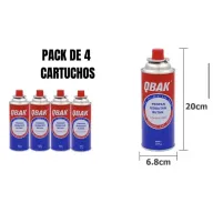Pack de 4 cartuchos de gas butano