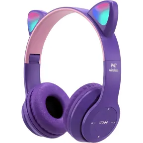 Auriculares Bluetooth LED para niños con diseño de gato