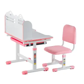 Juego de escritorio y silla para niños con estantería y cajón