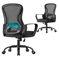 Silla ergonómica giratoria con malla y soporte lumbar