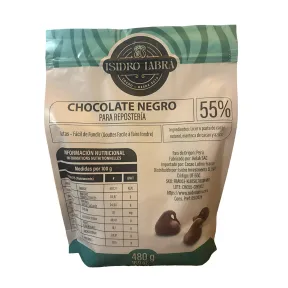 Chocolate negro 55% Isidro Labrá en monedas para repostería