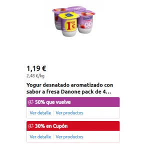80% de reembolso en yogures Danone: fresa o coco