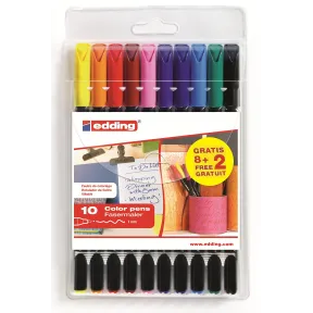 Set de 10 rotuladores de color fino edding 1200 - Punta 1 mm