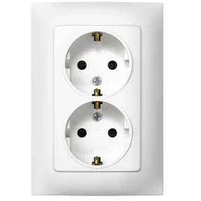 Enchufe Doble Schuko Simon 10, Blanco, 250V, 10 A