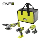 Set de 2 herramientas: taladro percutor y amoladora 18V